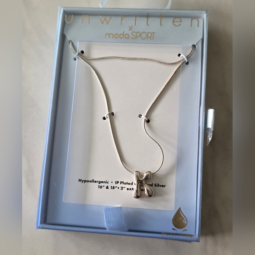 Unwritten Women Silver Letter K Name Initial Necklace New